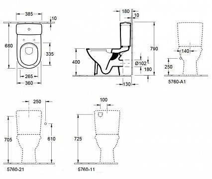 Унитаз-компакт Villeroy & Boch O'Novo 5661R0R1 