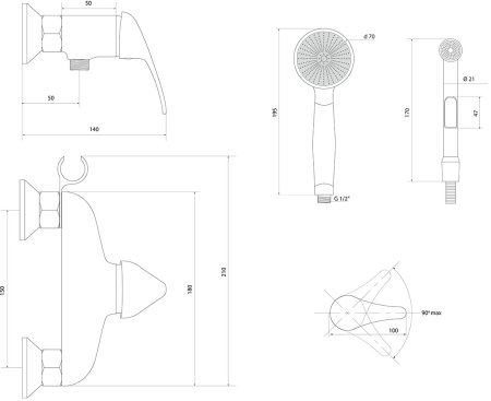 Смеситель Славен с гигиеническим душем Дача В (СЛ-ОД-В41) 