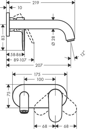 Смеситель для раковины Hansgrohe Vernis Blend 71576670 Черный матовый 