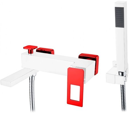 Смеситель для ванны Boheme Q 143-WR Белый Красный 