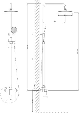 Душевая система со смесителем VODA (VST113) 