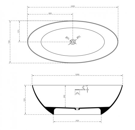 Ванна из искусственного камня ABBER Stein AS9625-1.6 белая матовая 