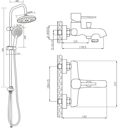 Душевая система Orange Karl M05-932w Белая 