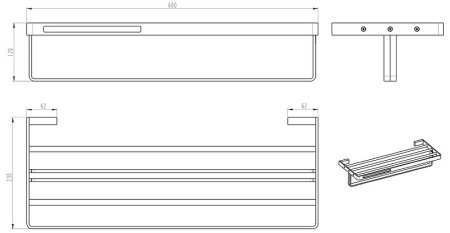 Полка для полотенец Boheme Q 10947-NB Никель брашированный 