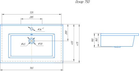 Тумба с раковиной Onika Марбл 75.02 мрамор/камень бетонный 