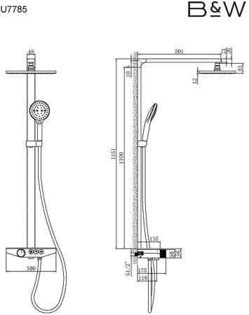 Душевая система Black&White Universe U7785 77850U Хром 