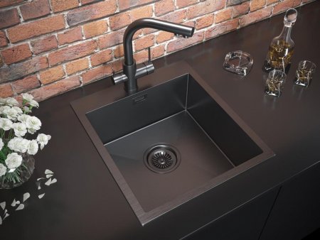 Мойка кухонная Paulmark Neckar PM804551-GM вороненая сталь 