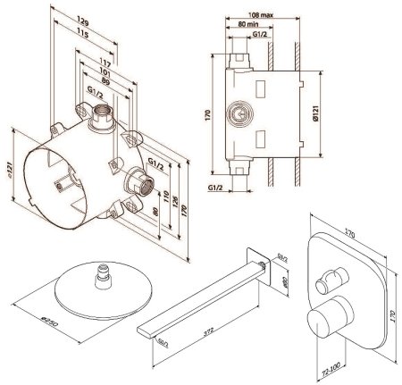 Душевая система AM.PM FM004R000 с термостатом Хром 