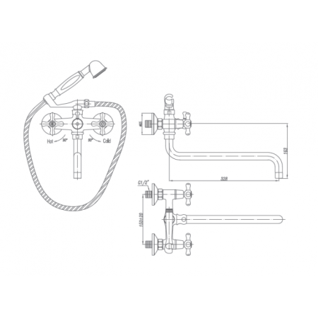 Смеситель для ванны Landberg LB-12507A-F03 Хром 