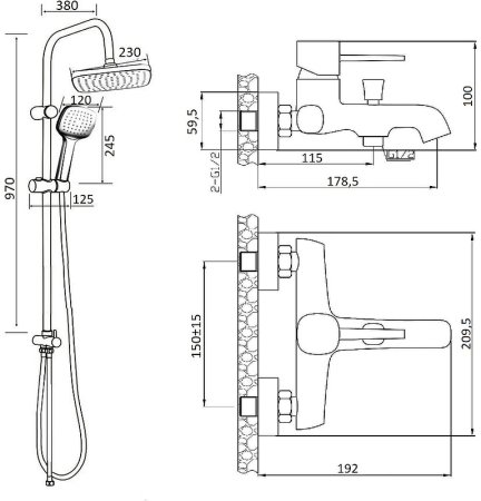 Душевая система Orange Karl M05-934b Черная 