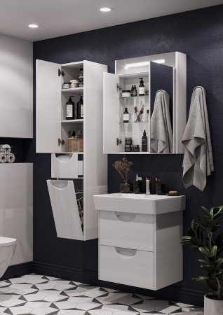 Зеркальный шкаф Aquaton Сильва 60 1A216202SIW70 с подсветкой Дуб полярный 