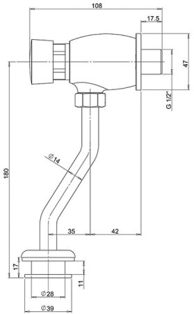 Смывное устройство для писсуаров Paini Ursula 52CR815LMKM Хром 