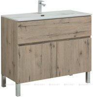 Тумба с раковиной Aquanet Алвита New 100 1 ящик, 2 дверцы, дуб веллингтон белый