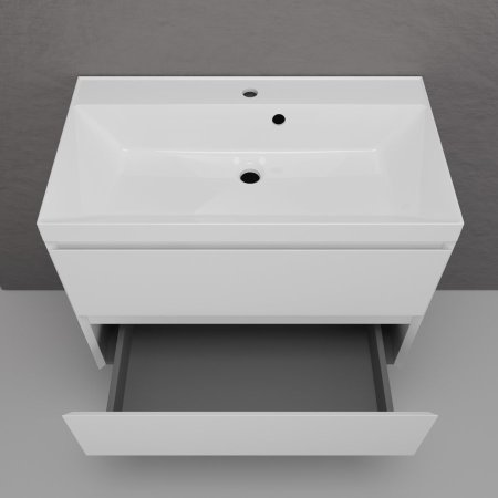 Тумба подвесная Style Line"Манхэттен 80" ЭМАЛЬ под ASTI 80 2 ящика PLUS белый матовый 