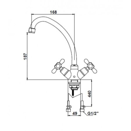 Смеситель для кухни Kaiser Carlson Style 11143 Хром 