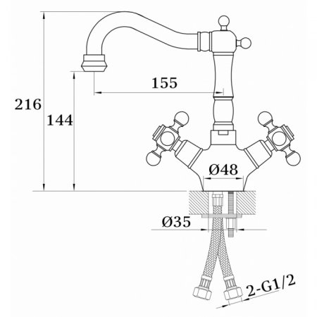 Cмеситель для раковины GANZER KONSTANTIN GZ09012D BRONZE 