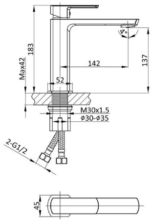 Смеситель для раковины Vincea Next VBF-1N1CH Хром 