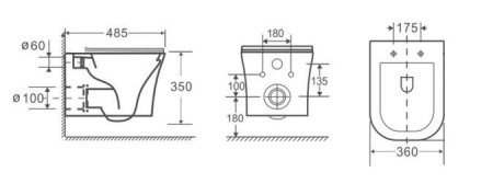 Унитаз подвесной CeramaLux 2618E 