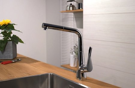 Смеситель Hansgrohe Metris M71 73828000 для кухонной мойки, хром 