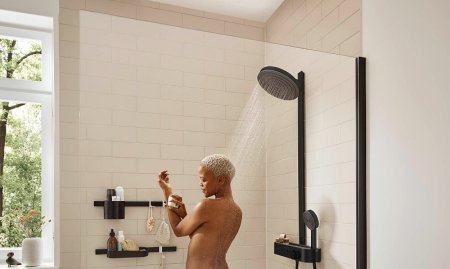 Душевая система Hansgrohe Pulsify S Showerpipe 260 2jet 24240670 с термостатом Черная матовая 