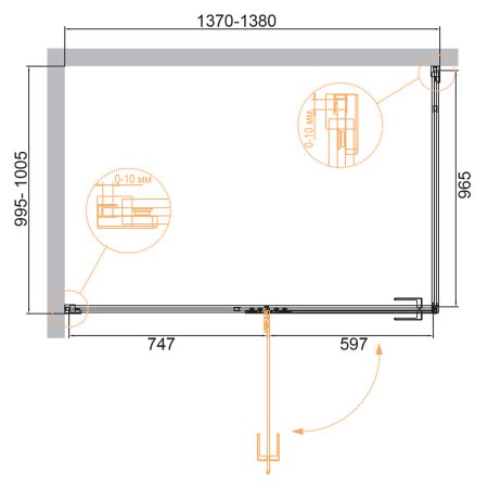 Душевой уголок Cezares Bellagio-AH-1-140/100-C-NERO 