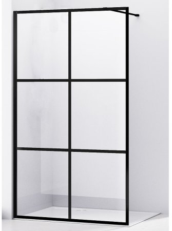 Душевая перегородка Abber AG62100B 100x200 профиль Черный стекло прозрачное 
