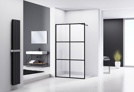 Душевая перегородка Abber AG62100B 100x200 профиль Черный стекло прозрачное 