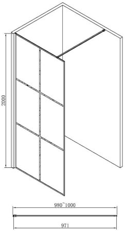 Душевая перегородка Abber AG62100B 100x200 профиль Черный стекло прозрачное 