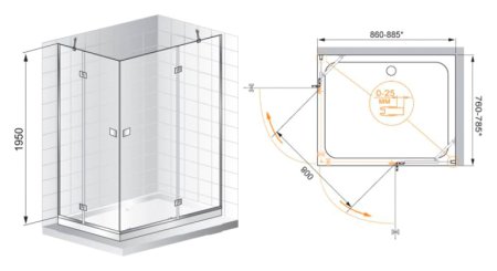 Душевой уголок Cezares Verona AH2 120/100 P Cr R 