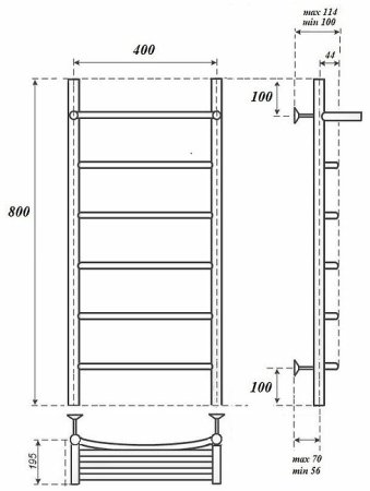 Электрический полотенцесушитель Point Афина PN04148PE П5 400x800 с полкой левый/правый Хром 