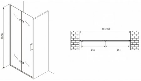 Душевая дверь Abber Zart 90 AG08090P профиль Хром стекло прозрачное 