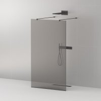 Душевая перегородка Cezares Liberta-L-2-100-120-GR-NERO стекло графит, кронштейн 120 см