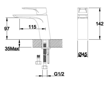 Смеситель Orans K-1078 для раковины хром/белый 
