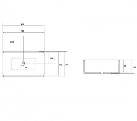 Раковина-чаша Abber Rechteck 51 AC2207MB Черная матовая 