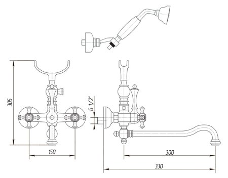 Смеситель Migliore Prestige ML.PRS-703 Do для ванны с душем 