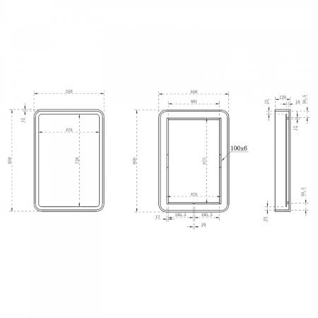 Зеркало Abber Kristall 55 AT6701Rubin с подсветкой с многофункциональной панелью 