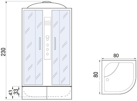 Душевая кабина River Dunay XL 80x80 TH 10000006201 с гидромассажем 