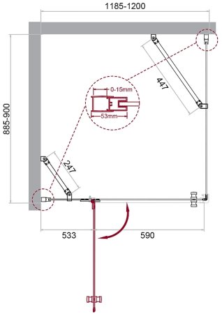 Душевой уголок BelBagno Kraft 120х90 KRAFT-AH-12-120/90-C-Cr-L профиль Хром стекло прозрачное 