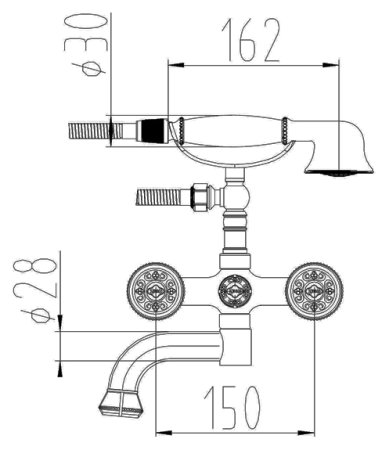 Смеситель Zorg Antic A 4000W-SL для ванны с душем 