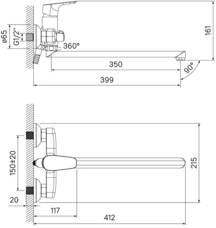 Смеситель для ванны IDDIS Zodiac (ZODSBL2i10WA) 