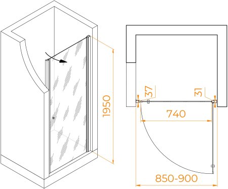 Душевая дверь Dolphin TN-03 900 