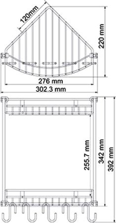 Полка WasserKRAFT K-1222 2-ярусная, с крючками 