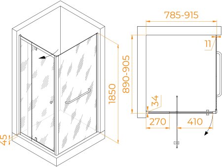 Душевой уголок RGW PA-44-1 (PA-02 + Z-060-1) 800x900 