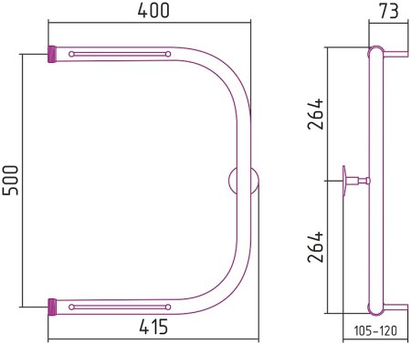 Водяной полотенцесушитель Сунержа Стилье П-образный 500х400 00012-5040 Хром 