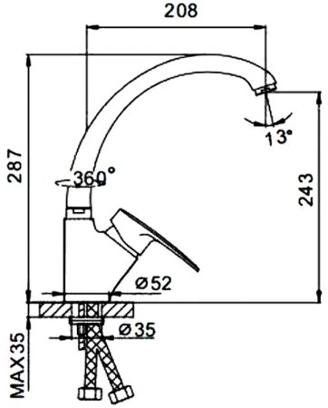 Смеситель для кухни Frap H66 F4166 Хром 