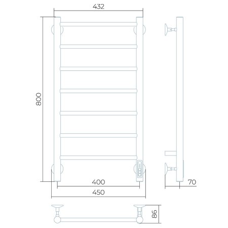 Полотенцесушитель электрический Larusso Джаз П7 40х80 