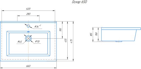 Тумба с раковиной Onika Марбл 65.13 мрамор/камень бетонный 