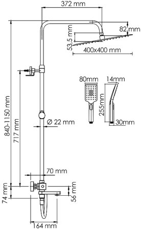 Душевая система WasserKRAFT A199.119.126.087.CH Thermo с термостатом Хром 