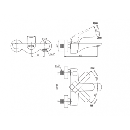 Смеситель для ванны Landberg LB-13204-D120 Хром 