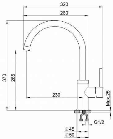 Смеситель для кухонной мойки Granula GR-2125 алюминиум 